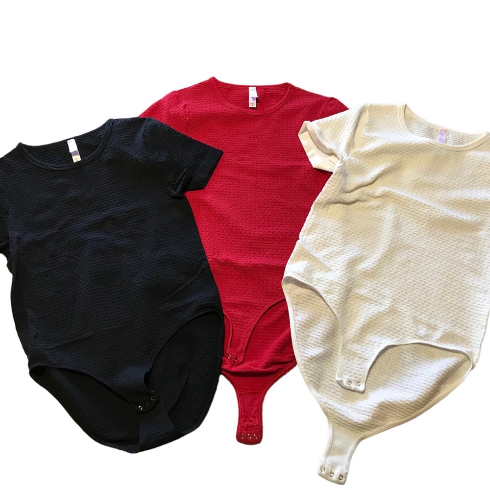 Bundle of 3 Victoria Secret Body Suit Red, Black, White Size M